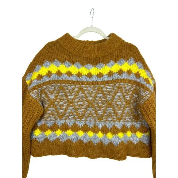 Free People Cropped Sweater Cozy Alpine Mock Neck Alpaca Wool Blend Size S - Picture 3 of 12